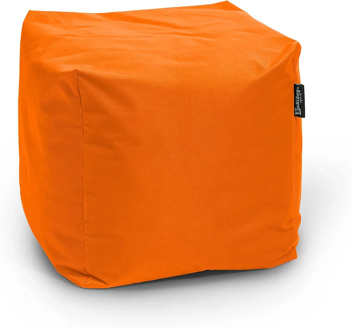 BuBiBag Sitzpouf für Outdoor Sitzsack, Fußhocker ideal für Gaming Sitzsäcke, Wetterfest, Outdoor Pouf (35x35x35cm, Orange)