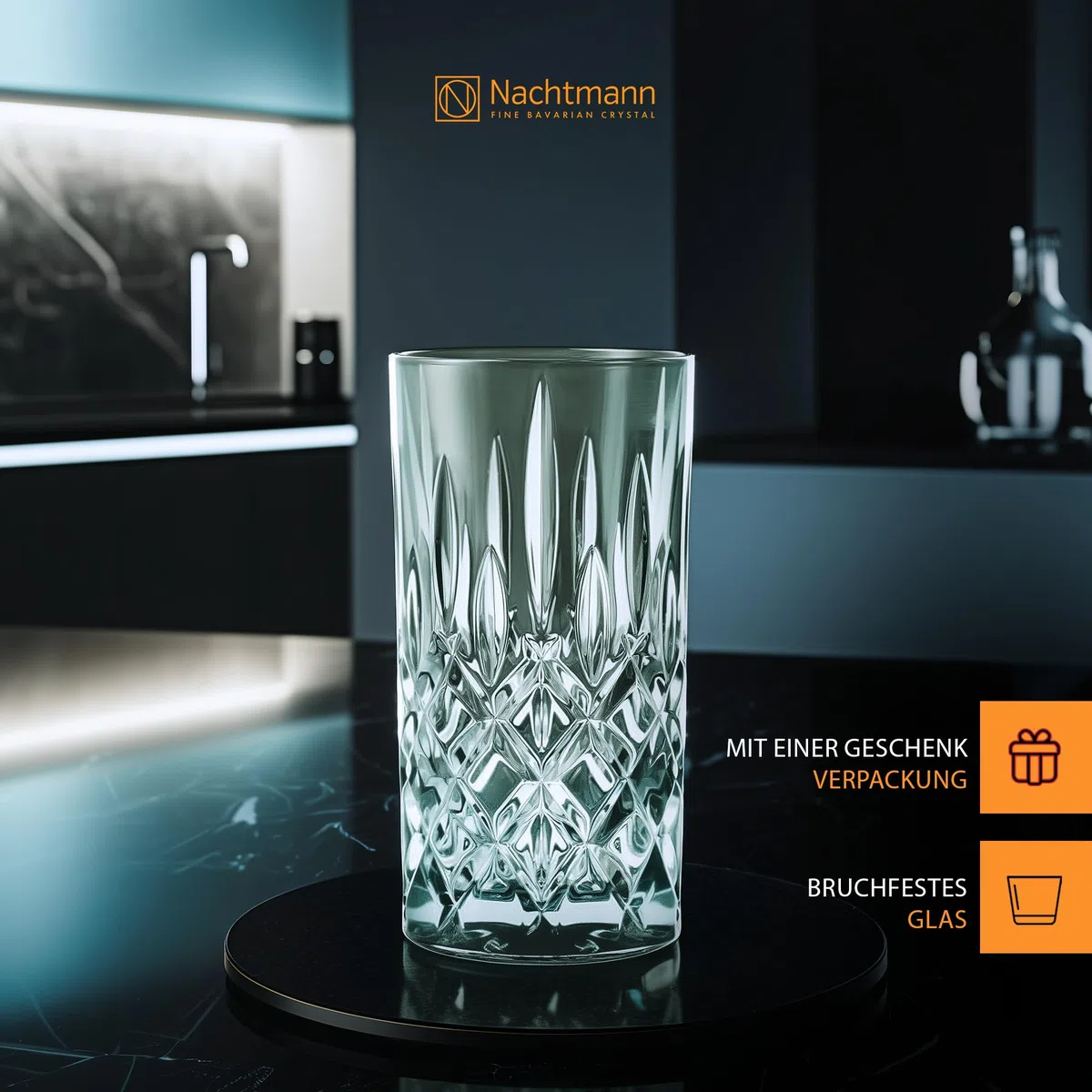 Nachtmann 2-teiliges Longdrinkgläser Set, 395 ml, Mintgrün, Noblesse, 105712, Cocktailgläser aus Kristallglas, Trinkgläser spülmaschinenfest