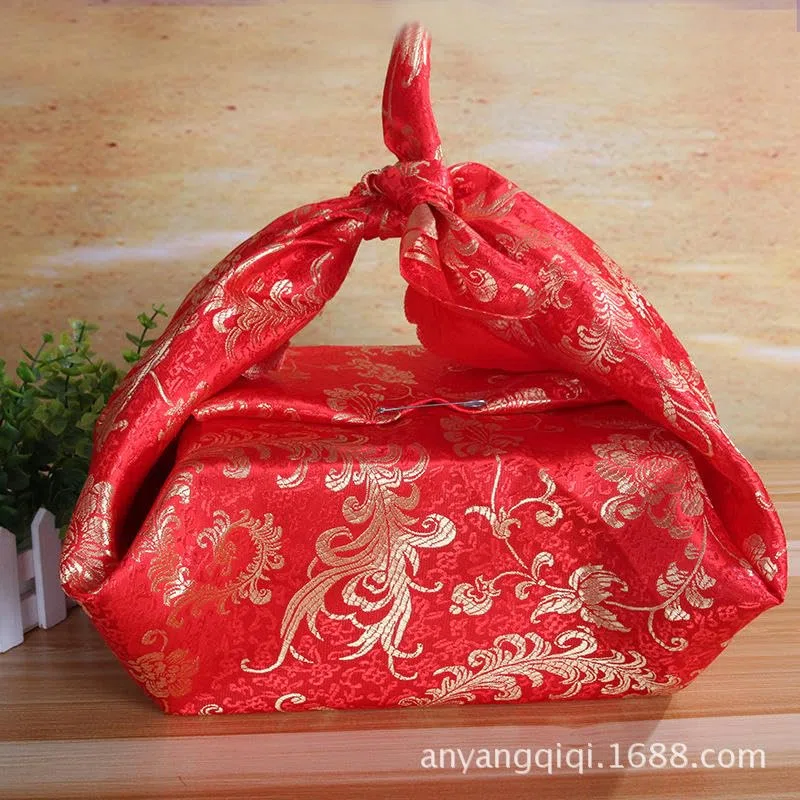 10 Stück 85 x 85 cm großes rotes wiederverwendbares Furoshiki-Geschenktuch, klein, japanisch, zum Verpacken von Geschenken, quadratischer Schal, Bento-Geschenktuch