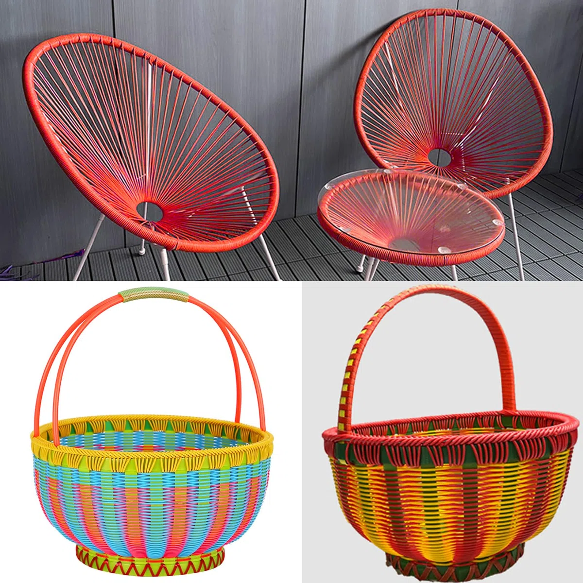 Peddigrohr, 2,5 mm Runder Kunststoff-Rattan 500g, Rattan Peddigrohr, Massives rundes Rattan für Reparatur, Stuhl, Tisch, Aufbewahrungskorb, Weben, Kunsthandwerk (Rot)