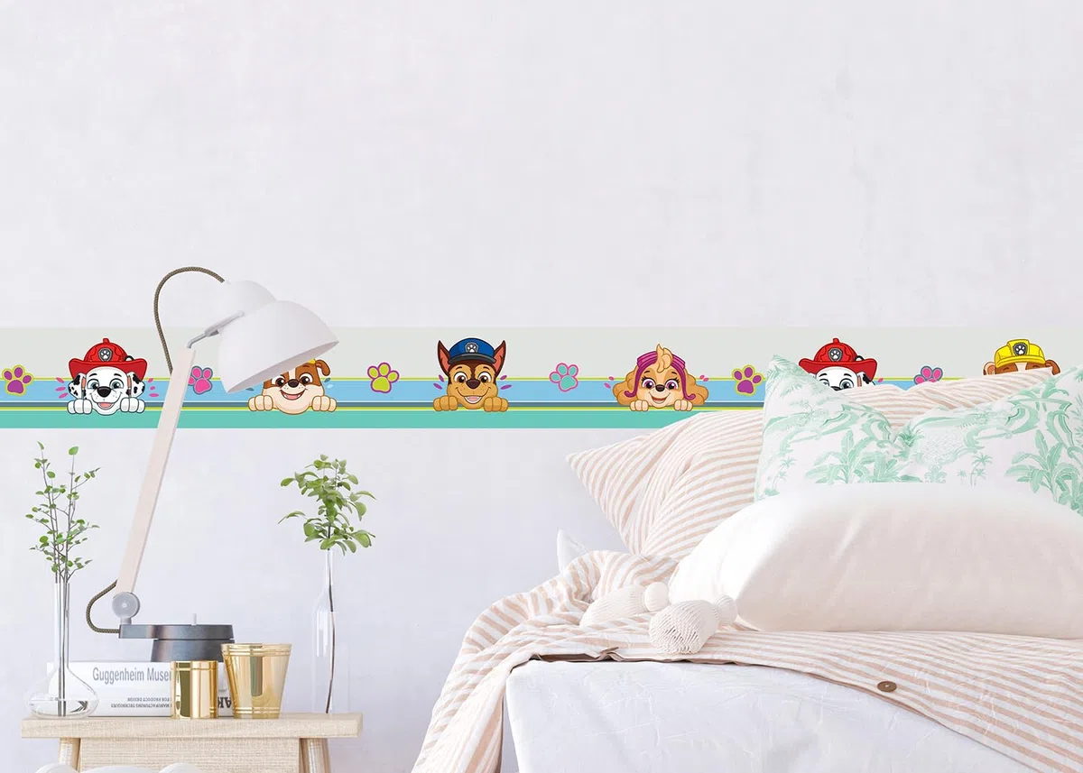 AG Design Selbstklebende Bordüre Paw Patrol, AWBD 8013 | Wasserfest Kinderzimmer Wand Dekoration | Wandbordüre für Mädchen und Junge | Folie, Mehrfarbig | Breite 500 cm x Höhe 13.8 cm