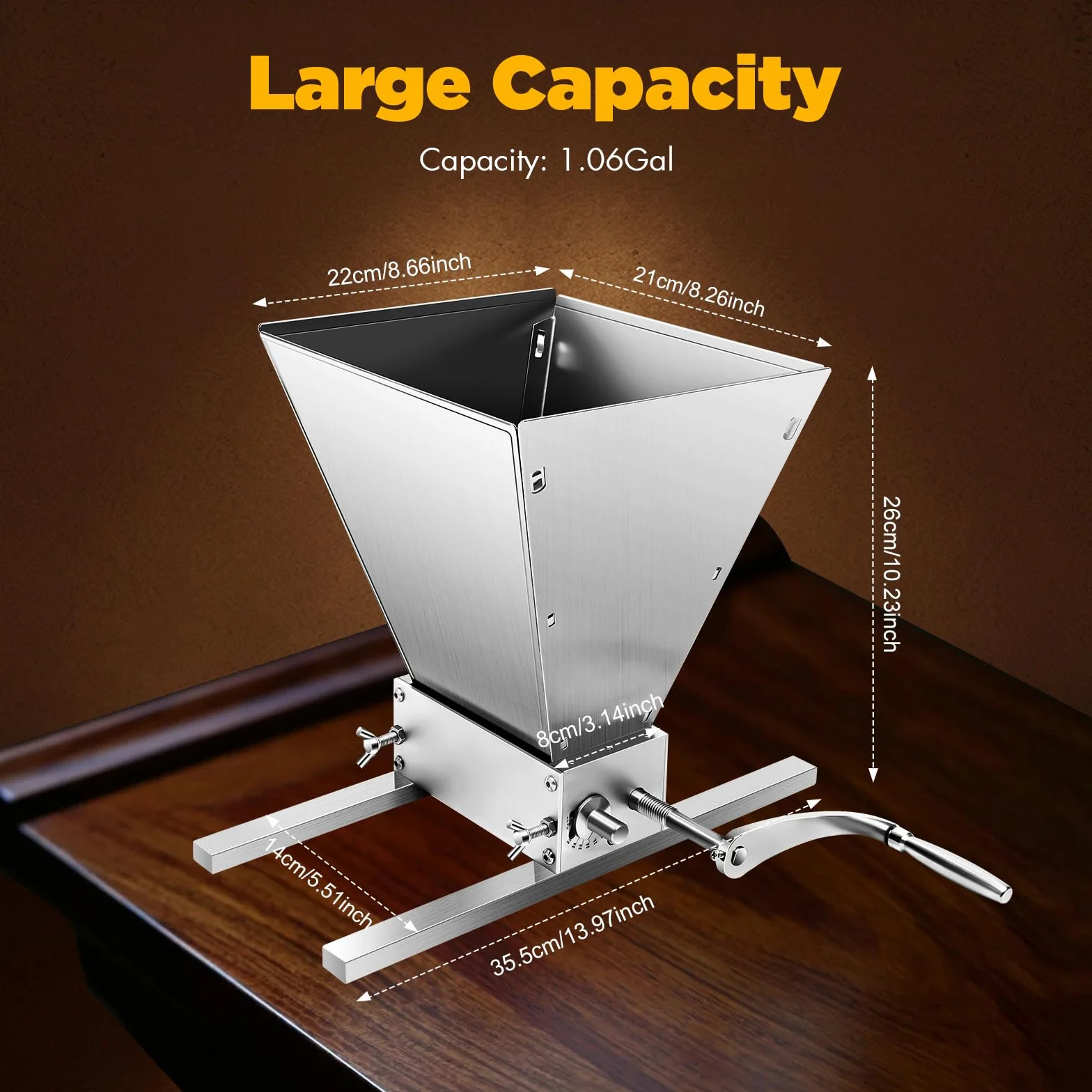 4L Manueller Getreidebrecher Malzmühle Schrotmühle Schrotmühle Flockenquetsche Getreidemühle Verstellbare Malzmühle Flockenquetsche Mit 2 Aluminiumstangen Für Home Brew Biermühle