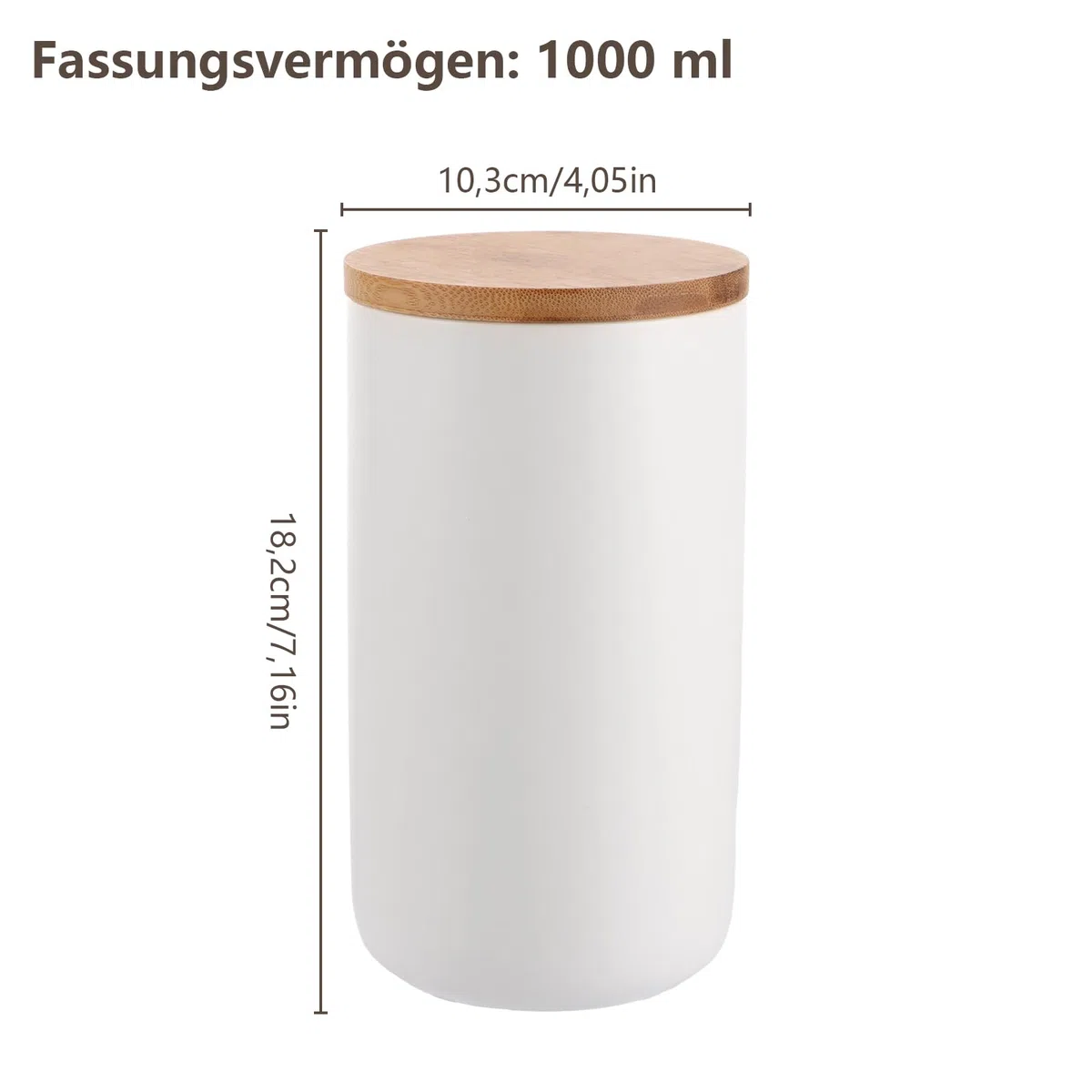 kaffeedose keramik, 1000ml keramikdose mit Deckel, Tee, Zucker und Kaffeedosen, Vorratsdosen mit Deckel Luftdicht für kaffeepads aufbewahrung Deko Küche (Weiß)
