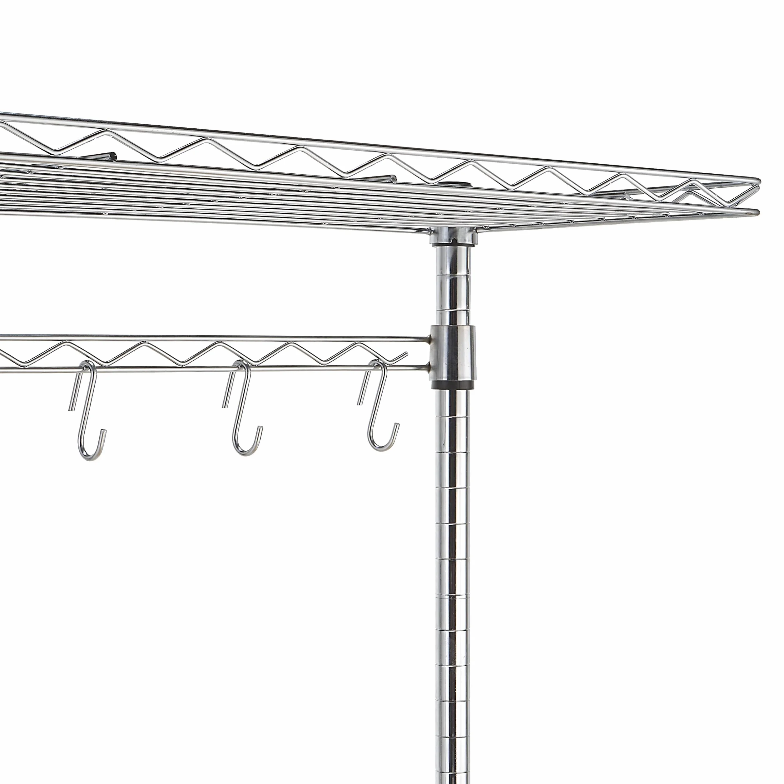 Amazon Basics 3 Küchenregal, Bäckergestell mit Holztisch, Chrom, Holz, 61 cm Chrome, Beige