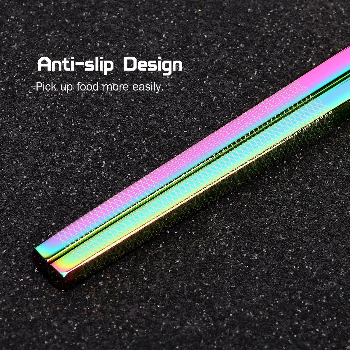 Metall-Essstäbchen Wiederverwendbar 2 Paar Titan-Edelstahl-Essstäbchen mit Halter, Spülmaschinenfest Leichte Essstäb chen im Japanischen Stil Geschenkset (Regenbogen)