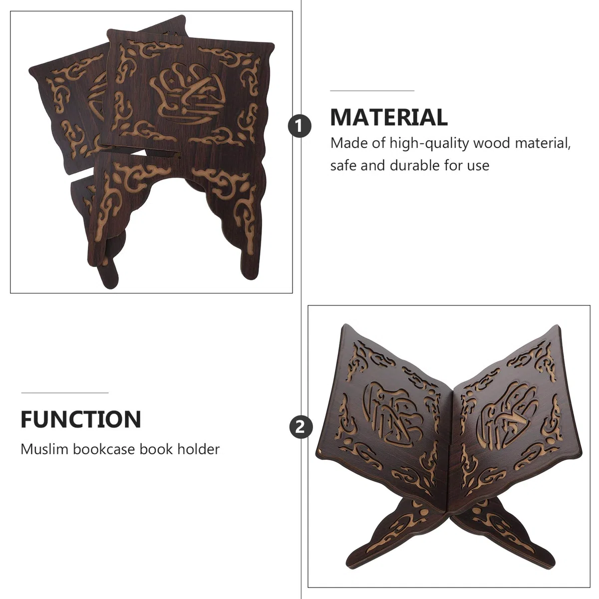 PRETYZOOM Koran Halter Holz Buchstütze Leseständer Vintage Schwarz 29x21x18cm Muslimische Islamische Ramadan Dekorationen Eid Mubarak Gebet Buch Standhalter