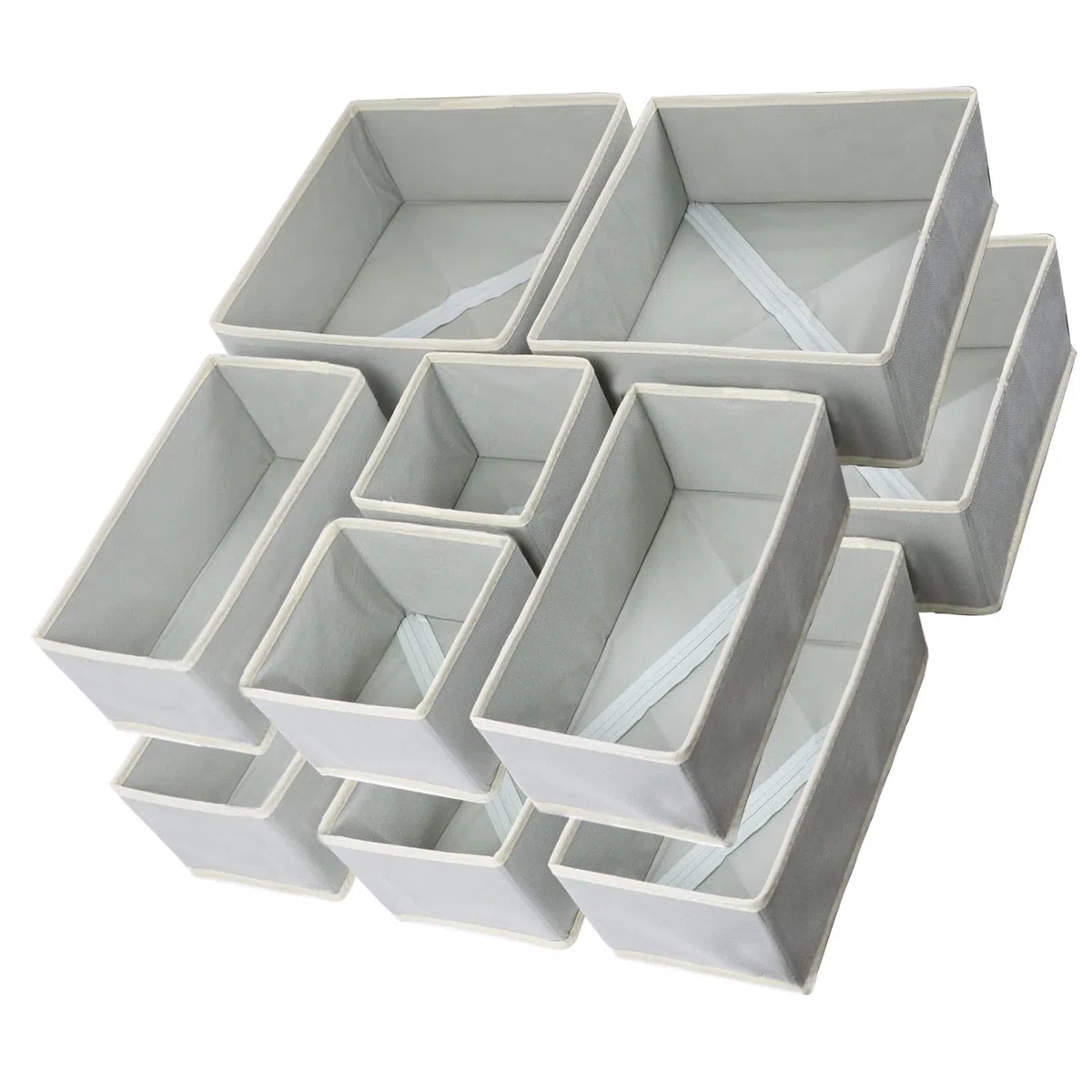 12 Stück Kleiderschrank Organizer, Schublade Organizer, Schrank Organizer, Schubladen Ordnungssystem, Faltbare Stoff Aufbewahrungsbox, 12er Unterwäsche Organizer Socken Organizer (Grau)