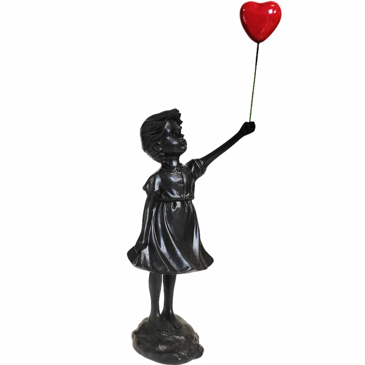 Banksy Figur Skulptur,Ballonmädchen-Statue,Deko Wohnzimmer,Home Store Dekoration, Modern Abstract Kunst Skulpturen Deko, Bürodekorationen,Polyresin, Geschenk(Schwarz)