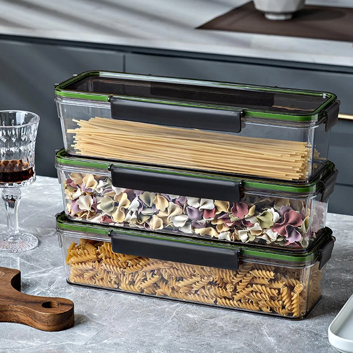 Luftdichter Pasta-Container – Clear Airtight Spaghetti Container Nudelbox, luftdichter stapelbarer Nudelbehälter | Ffood-Behälter mit großem Fassungsvermögen oder Spaghetti, Eiern, mobil: