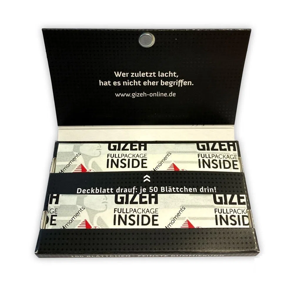GIZEH BLACK Extra Fine Papers – Extra dünne Blättchen zum Selbstdrehen - Packung mit Magnetverschluss, recyclebar - 20er Pack á 100 Premium Paper (14 g/m²)