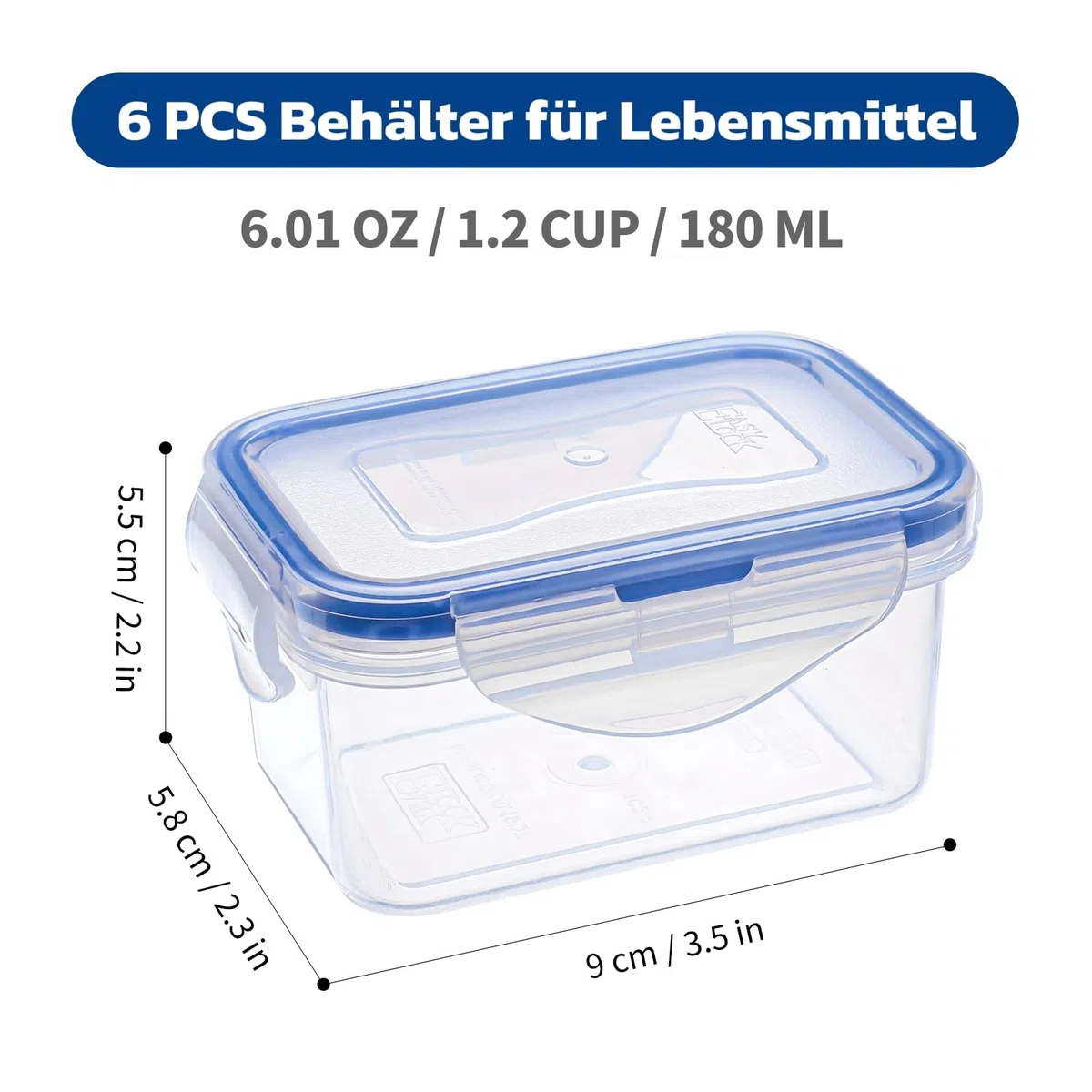 6er-Set 180ML Kleine Dosen mit Deckel Plastik Eisbehälter für Speiseeis Gefrierdosen Klein Mikrowellengeschirr Kimchi Behälter Snackbox