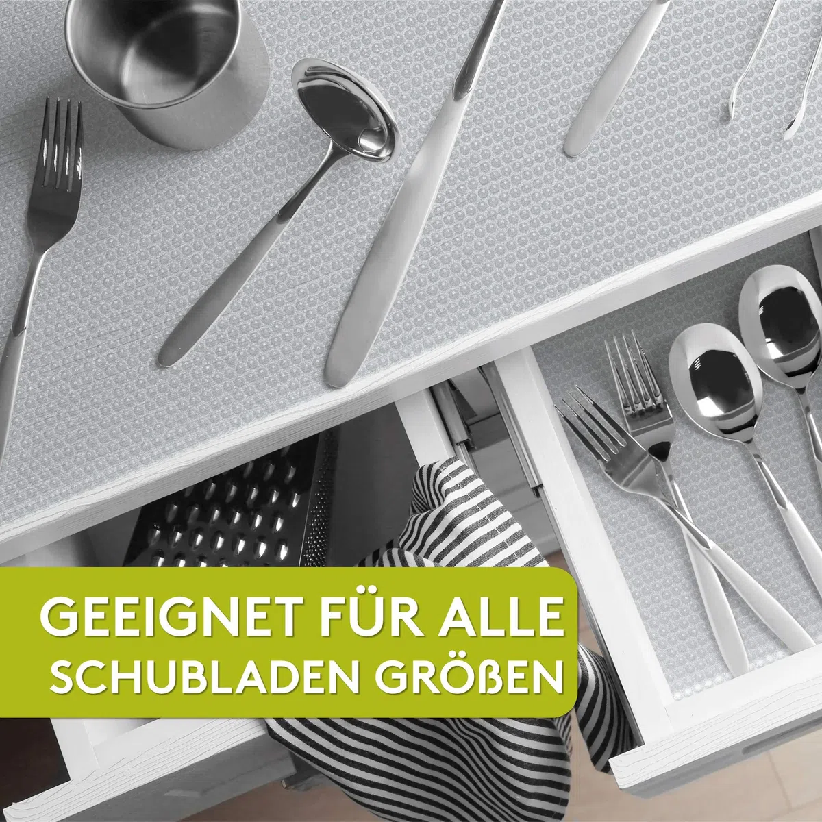 LILENO HOME Schubladenmatte 50x150 cm 2er Set (transparent) - Antirutschmatte Schubladen als Schubladeneinlage für Kühlschrank - Schublade Einlagen zuschneidbar als Antirutschmatten Küche