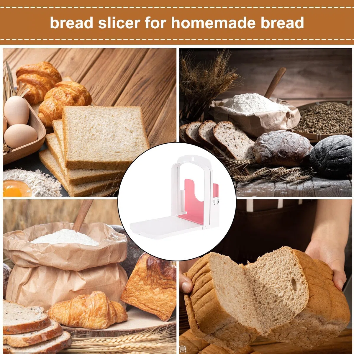 Brotschneider, ABS-Bagelschneider, Brotschneider, zusammenklappbar, manueller Handschneider, für Küche, Toastschneider, Backzubehör und Sandwich-Toastbraten