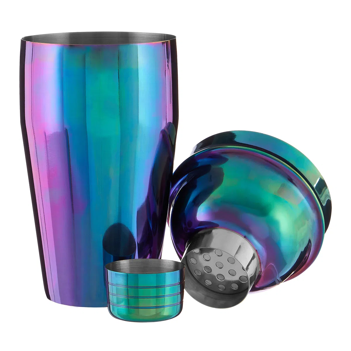 Premier Housewares Cocktail Shaker, Rainbow, 0,55 Liter, Edelstahl, Multi/Bunt, 8 x 8 x 21 cm