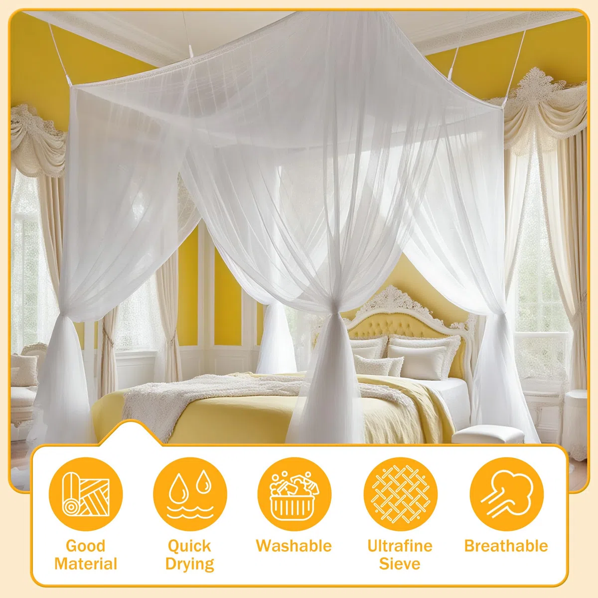 Moskitonetz Doppelbett und Einzelbett, Moskitonetze für Doppelbett und Einzel Bett Mückenschutz Moskitonetz Reise Hause Angemessen für den Innen-und Außenbereich (180 * 200 * 250cm)