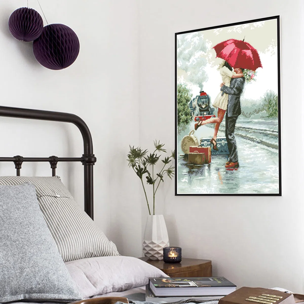 cukol cukol Kreuzstich Set Vorgedruckt Erwachsene, Stickbilder 43x58 cm | Stickpackungen mit 11ct, Kreatives Bastelset Hobby zum Sticken für Frauen, Stickset für Diy Home Deko, Romantisch Motiv