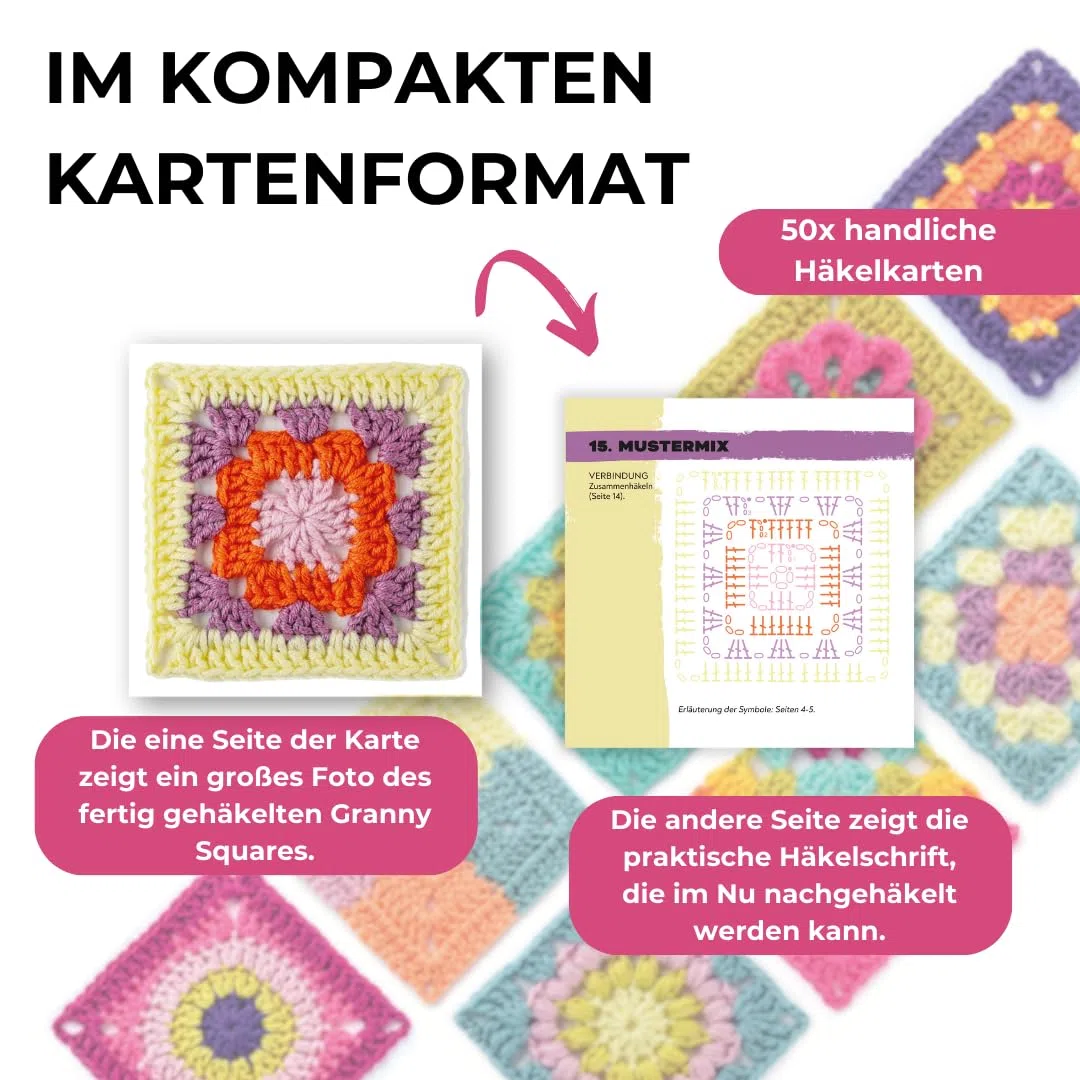 Granny Square Häkel-Karten (Deutsche Ausgabe). 50x häkeln, mixen und matchen. Mit Häkelschrift und Foto zu jedem Granny Square und praktischem So-geht's-Booklet, Yellow