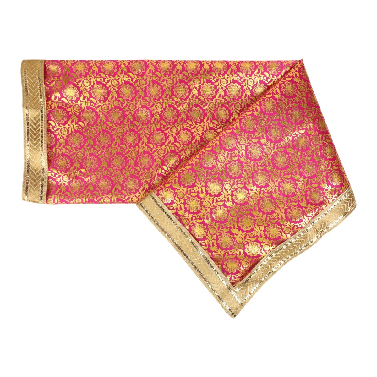 Decorative Mat Aasan Chunari Backdrop Pooja Cloth Chunni (Size:- 36" x 36") Indian Traditional Festival Laxmi Poojan Navratri Decorations MATA Ki Chunri for Statue Chowki Aasan Mat Home Decor(Pink)