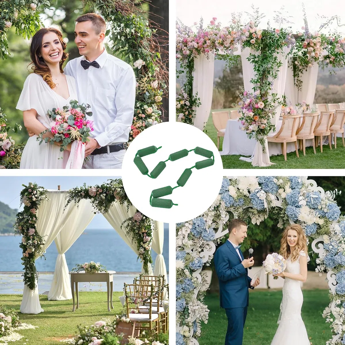 9 Stück Steckschwamm Girlande, Steckschaum für Blumen, Steckmasse für Kunstblumen, Steckschwamm für Blumen, Blumenschaum-Girlande, Dekorationsschaum für Blumengestecke, Grün (9)