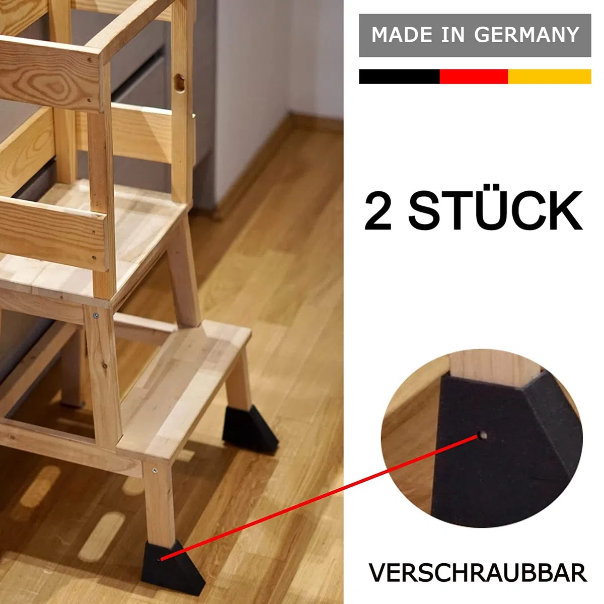 2X Kippschutz passend für IKEA Lernturm ODDVAR BEKVÄM I Made in Germany I Fuß Füße Zubehör