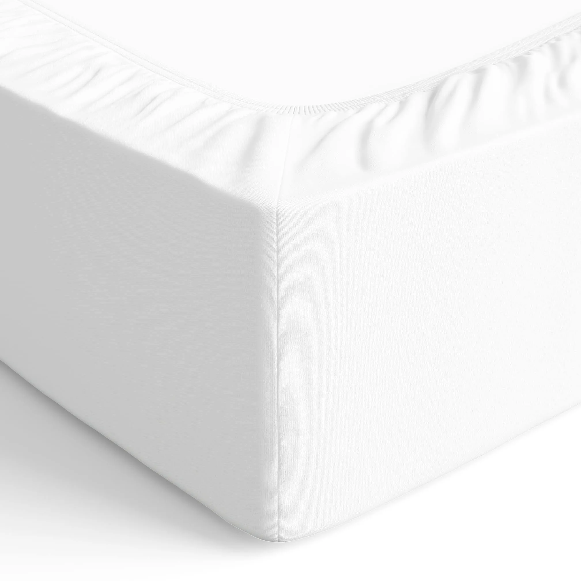 Amazon Basics Jersey Spannbettlaken, 100% Baumwolle, Spannbetttuch - Matratzenhöhe bis 30 cm, 180 x 200 cm, Weiß