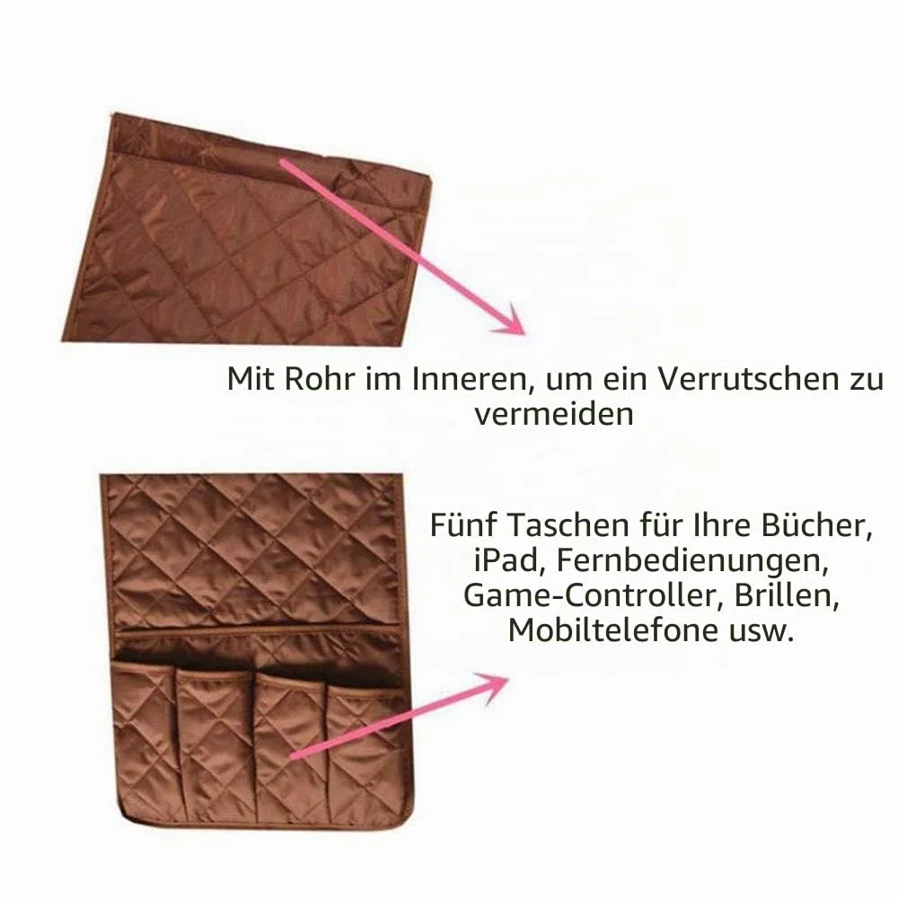Armlehnen Organizer,Wasserdichte Platzsparender für Couch oder Sessel Bett Storage Tasche TV Fernbedienung Halterung für Handy, Buch, Zeitschriften, Bleistift(braun)