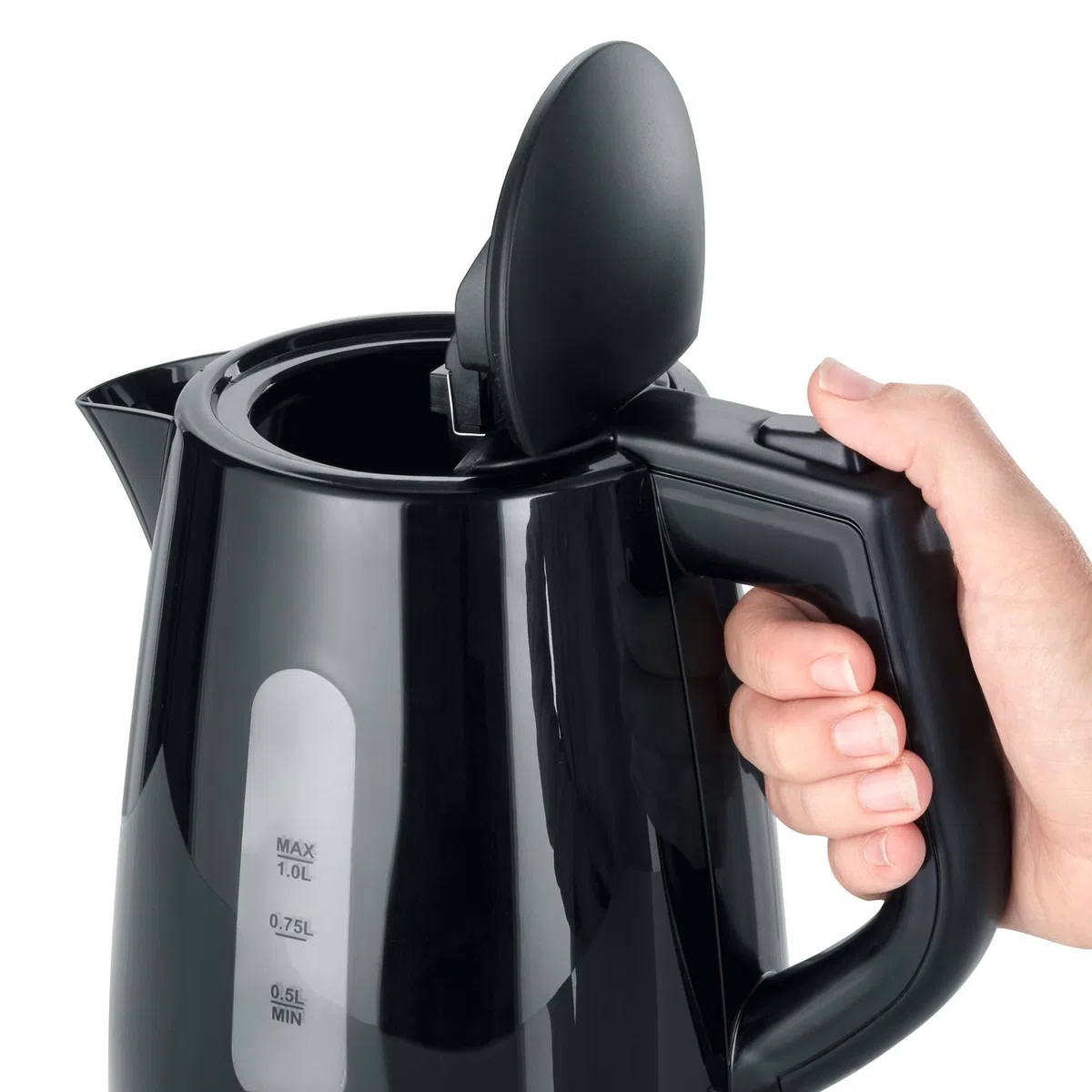 SEVERIN Wasserkocher, kabellos, abwaschbarer Kalkfilter, 2.200 W, ca. 1,0 L, Kunststoff, schwarz, WK 3410