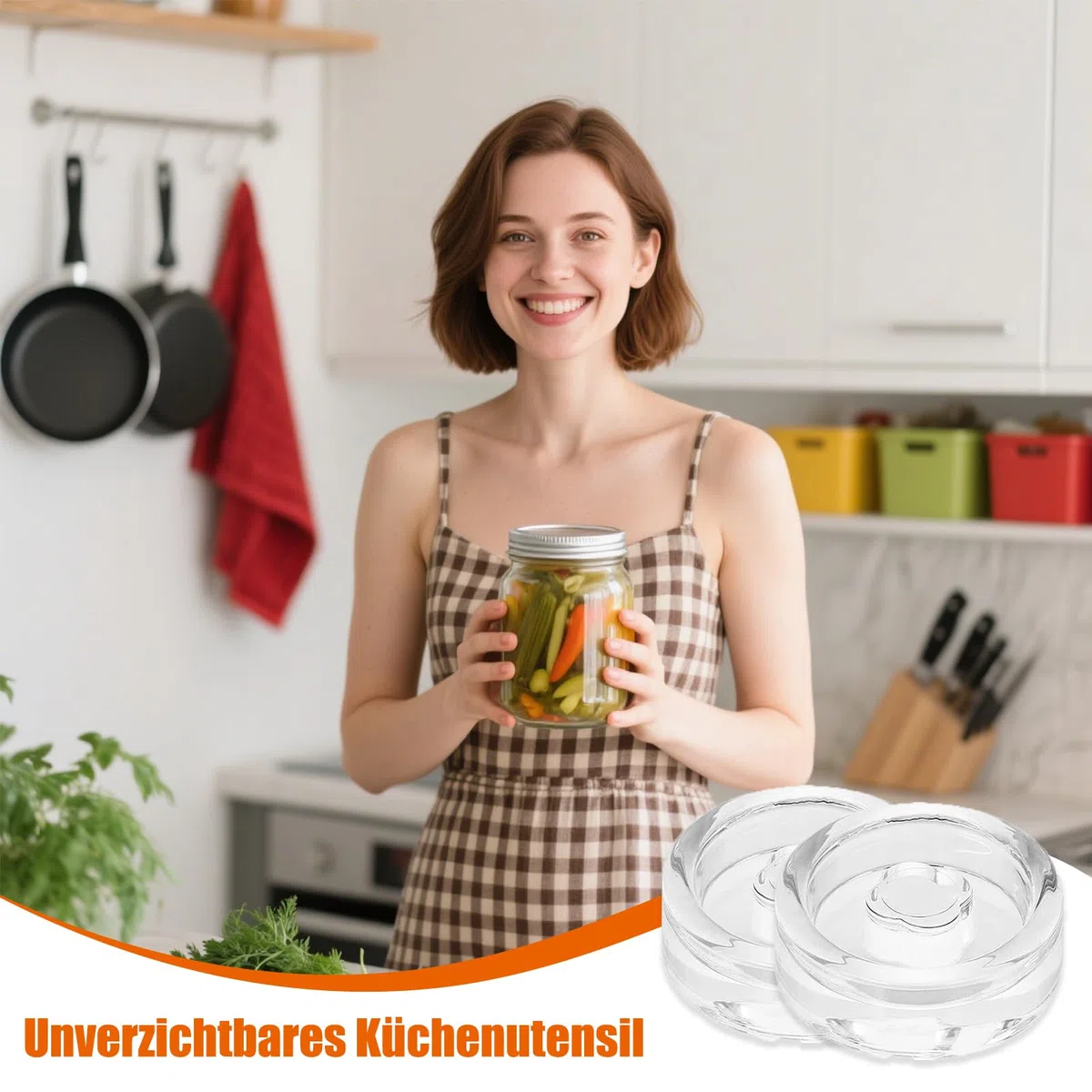 Fermentiergewichte, 4 Stück Fermentiergewichte, Vergärungsgewicht aus Kimchi Glas, Glas Gewichte zur Fermentation Ø 7cm/2,7in, Glasgewichte für Gärung mit Breiter Öffnung, Einmachgläser