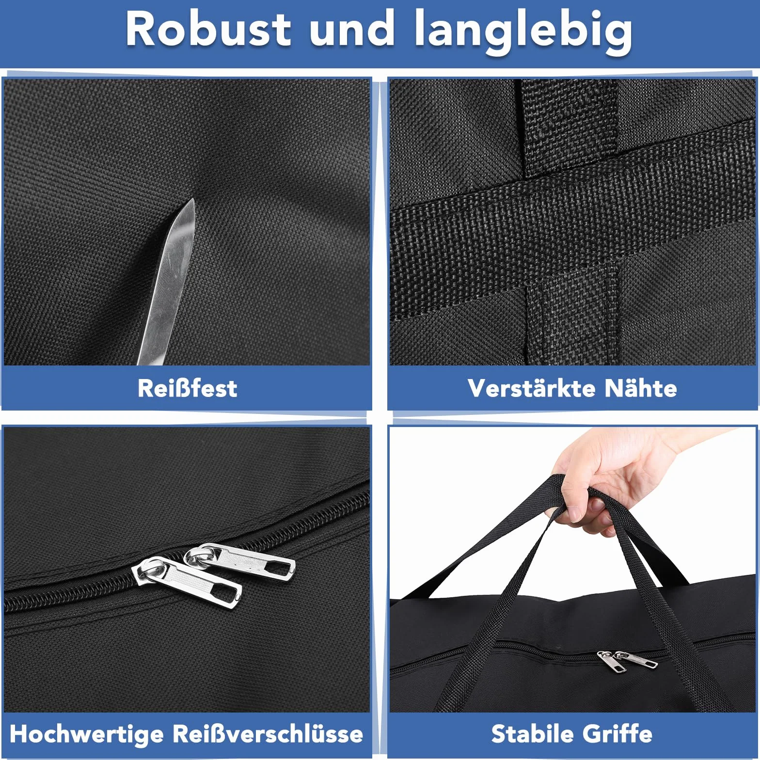 Dntorx 2 Stück 180L Extra Große Aufbewahrungstasche, Oxford Heavy-Duty Umzugstaschen mit Reißverschlüssen Handgriff, Wasserdichte Tragetasche für Umzug Bettdecken Kleidung Bettwäsche Aufbewahrung