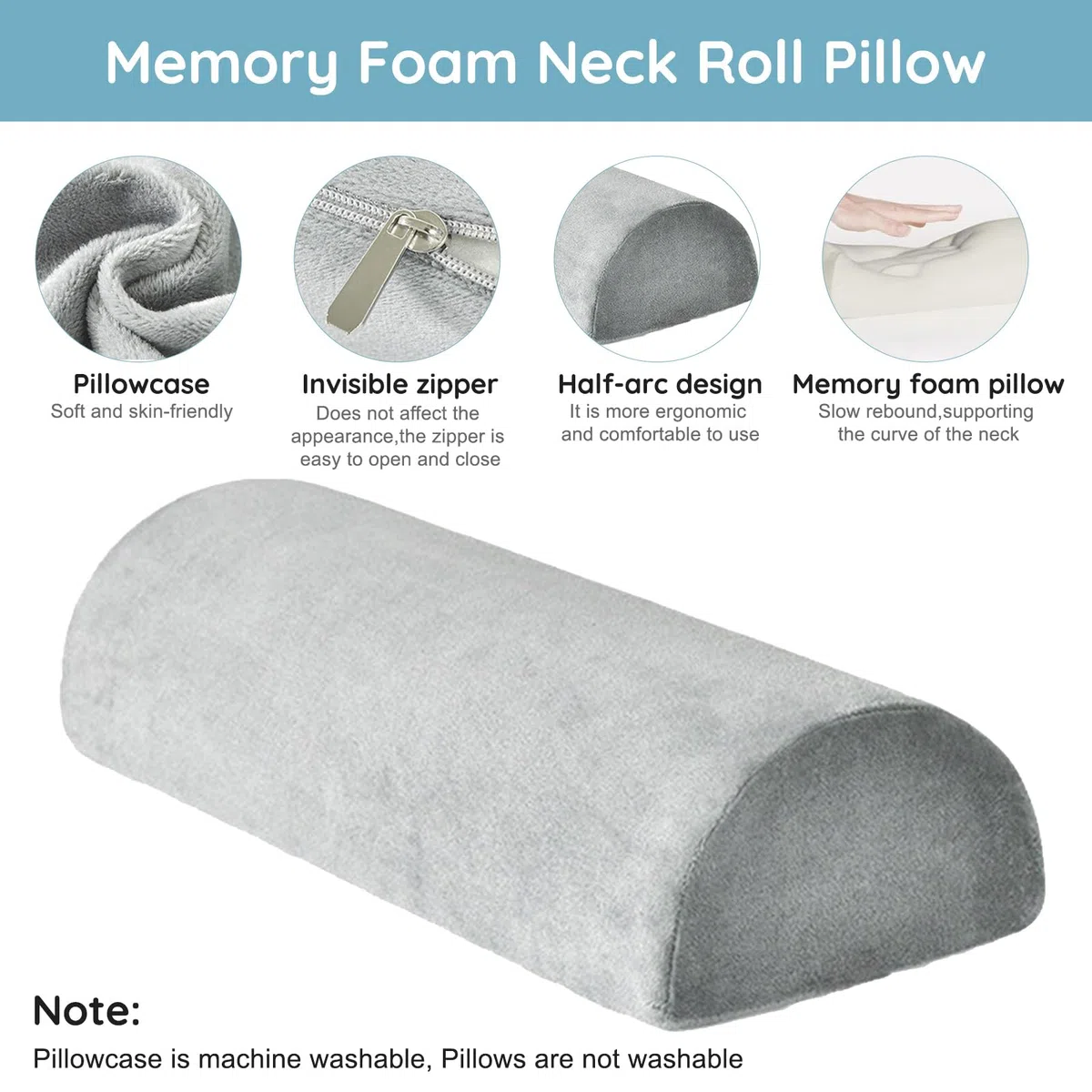 Memory Foam Kissen, orthopädische Nackenrolle, Beinhochlagerungskissen unter dem Knie, Rücken, Beine, Seitenschläfer, postoperative Fußstütze, Lendenwirbelsäule, 41,9 x 18 x 9,9
