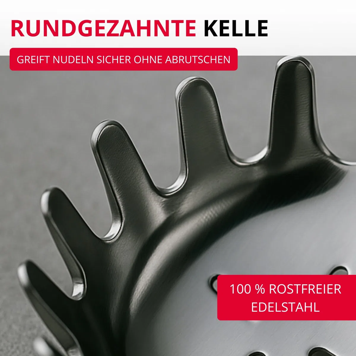 Westmark Spaghettilöffel Pro – Edelstahl Nudellöffel mit Rundzacken – Praktischer Pastalöffel für Spaghetti, Nudeln & Co – Silber, 39,5 cm