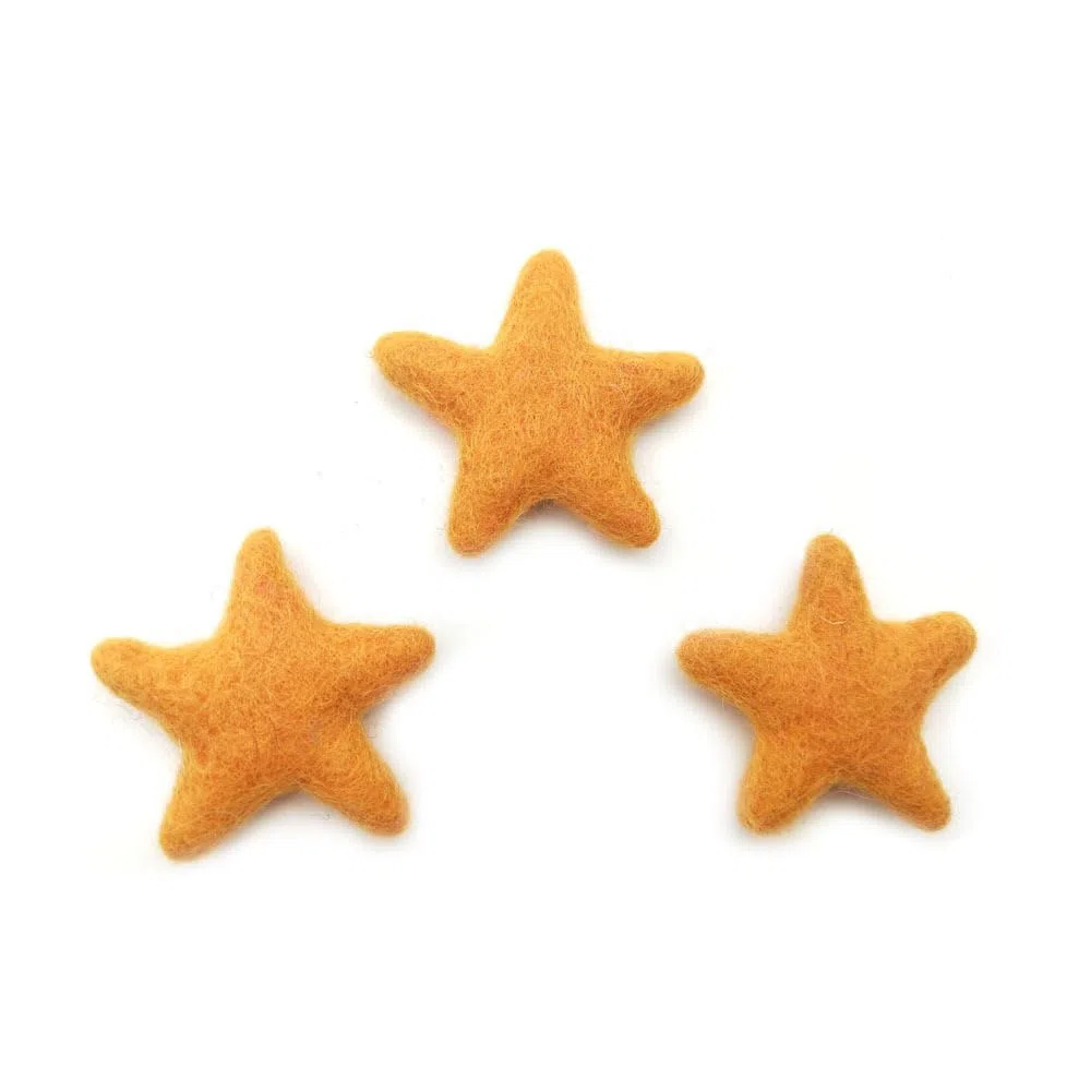 10 Stück Wollfilzkugeln Sternform Herzen aus Filz Niedliche Wollperlen DIY Filzkugeln Handgefertigte Nähen Pom Poms für DIY Heimdekoration Party Requisiten Fotografie Gelb 6cm Stern