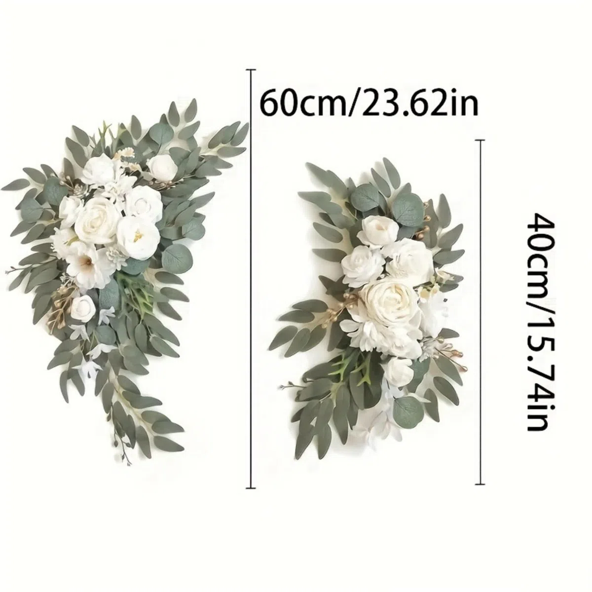 2 Stück Künstliche Hochzeitsbogen Blumen Set, Blumen Girlande Hochzeitsbogen Blumen Kit, Hochzeitsblumen, Girlanden, Seide, Pfingstrose, Hochzeit, Willkommensschild (weiß,2 Stück)