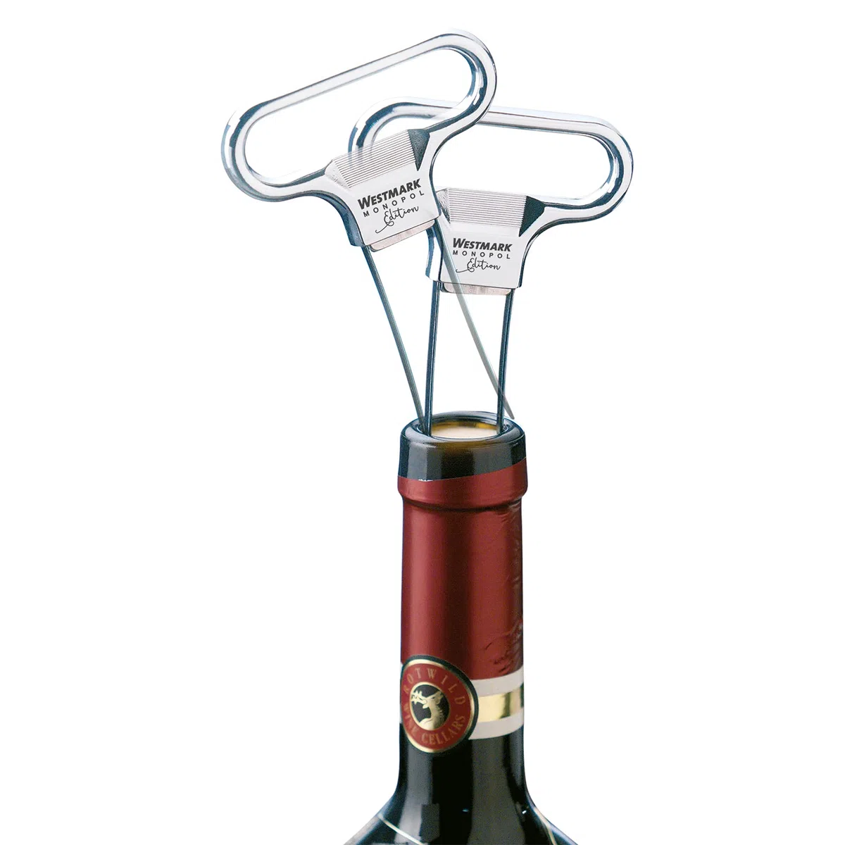 Westmark Wein-Set, 6tlg., 1 Ent-/Verkorker mit Kapselheber Ah-So, Monopol Edition + 5 Weinausgießer Safety, Stahl/Zink-Druckguss/PET, Verchromt/Silber/Schwarz, 628533E6