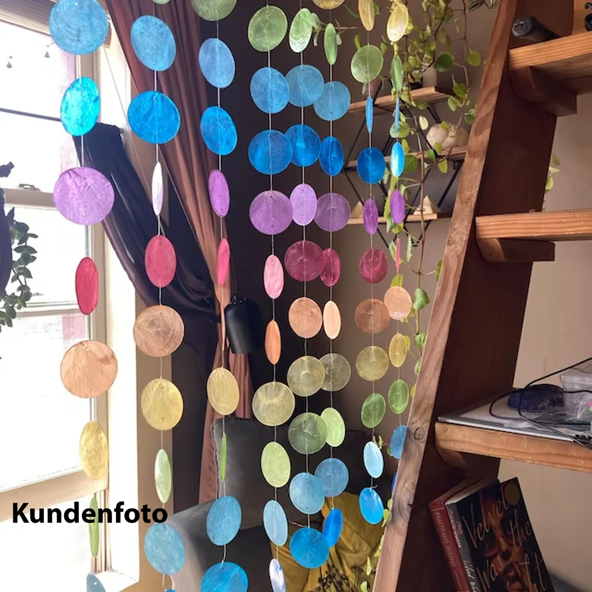ART-CRAFT 4X Perlmutt Girlande Capiz als hänge Deko für Fenster oder deko Wohnzimmer Aber auch als Garten Dekoration Länge 100cm