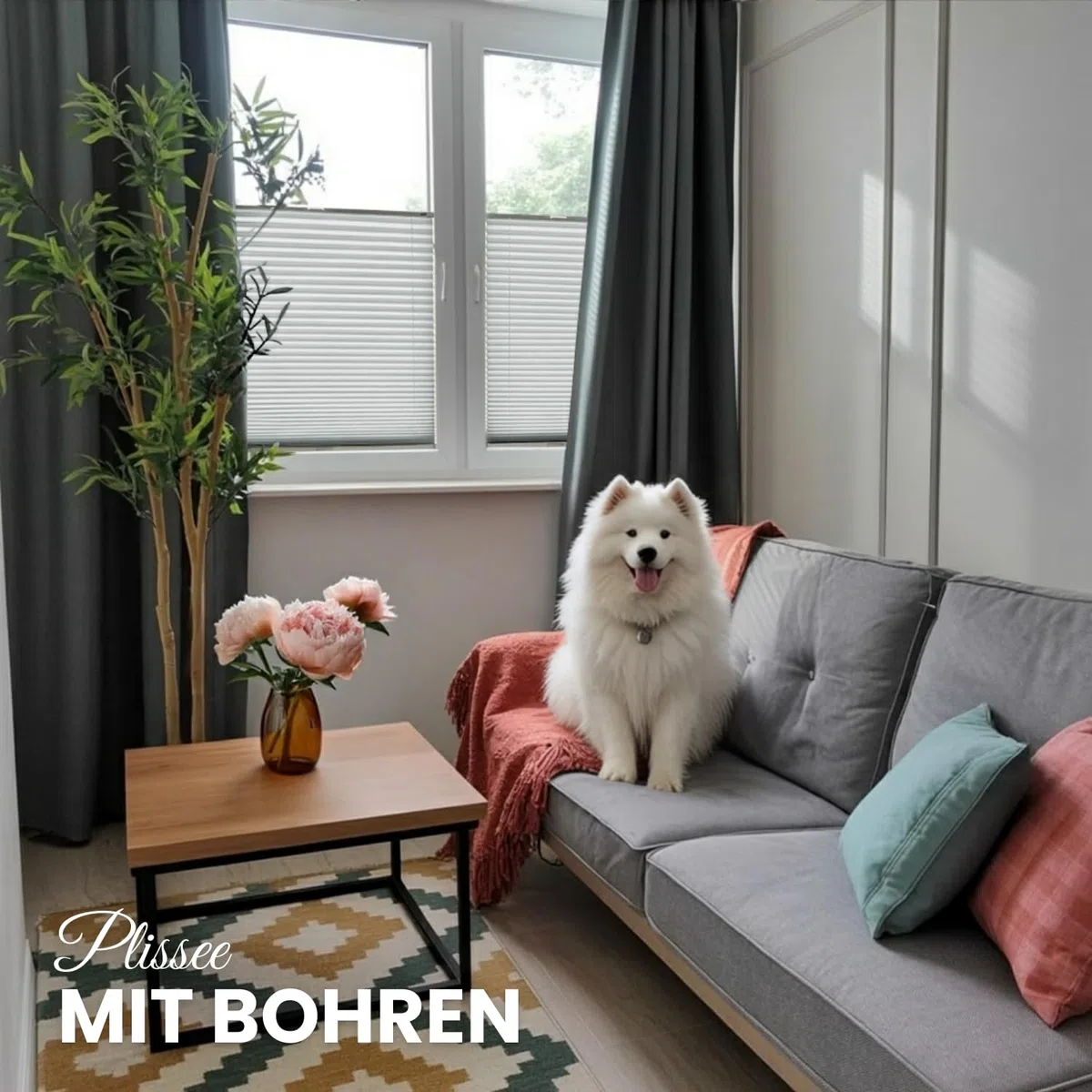 Rollmayer Plissee nach maß, Plissee mit Bohren 14 Farben 3 Profilfarben,Höhe 50-149 cm, Breite: 25cm-120cm, Plisseerollo Faltrollo Sichtschutz und Sonnenschutz für Fenster und Tür