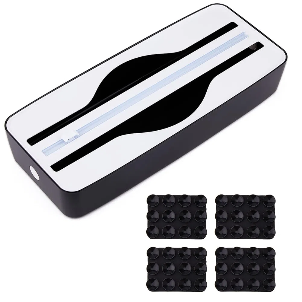 DICOSMETIC 1Pc Kunststoff Folienabroller Aluminiumfolie Spender Schneider 2in 1 Wrap Wiederverwendbare Frischhaltefolie Shneider Schwarze Lebensmittelfolien Schneider Für Aluminiumfolie