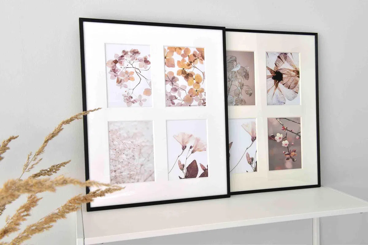 nielsen Passepartout Premium Karton 2,5 mm, Außenformat 30x40 cm für 3 Bilder 10x15 und 2 Bilder 9x13 cm, hellweiß