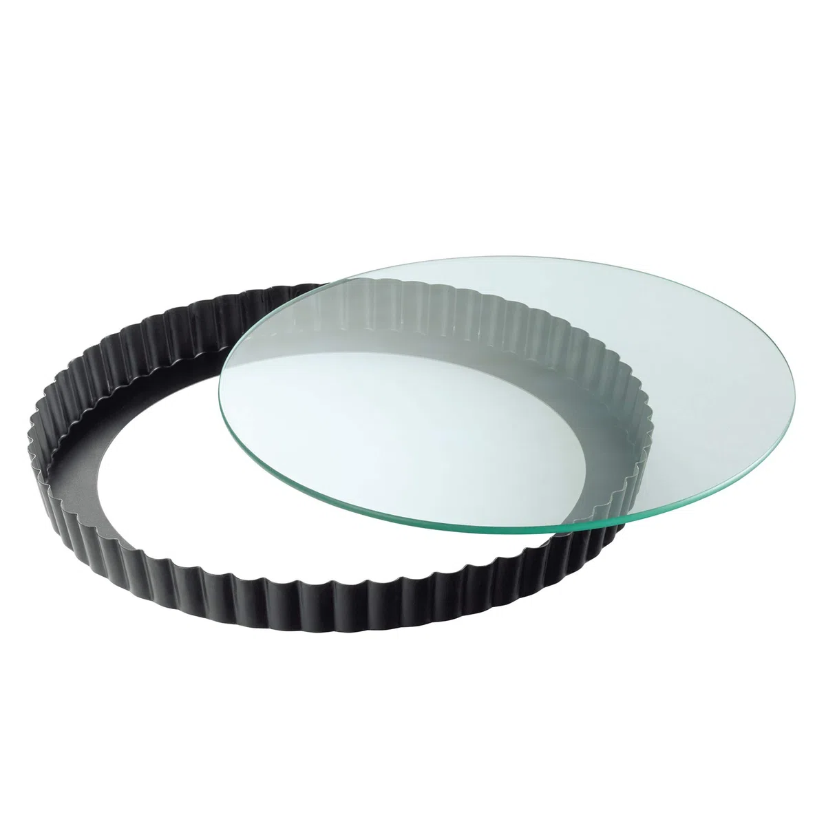 ORIGINAL KAISER Quicheform mit Glas-Hebeboden Ø28cm, Legierter Stahl, Schwarz, 1 - Pack