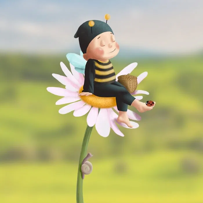 Fensterbild Bummelhummel - frühlingshafte Fensterdeko für das Kinderzimmer - statisch und wiederverwendbar - handgezeichnet von Kristin Franke