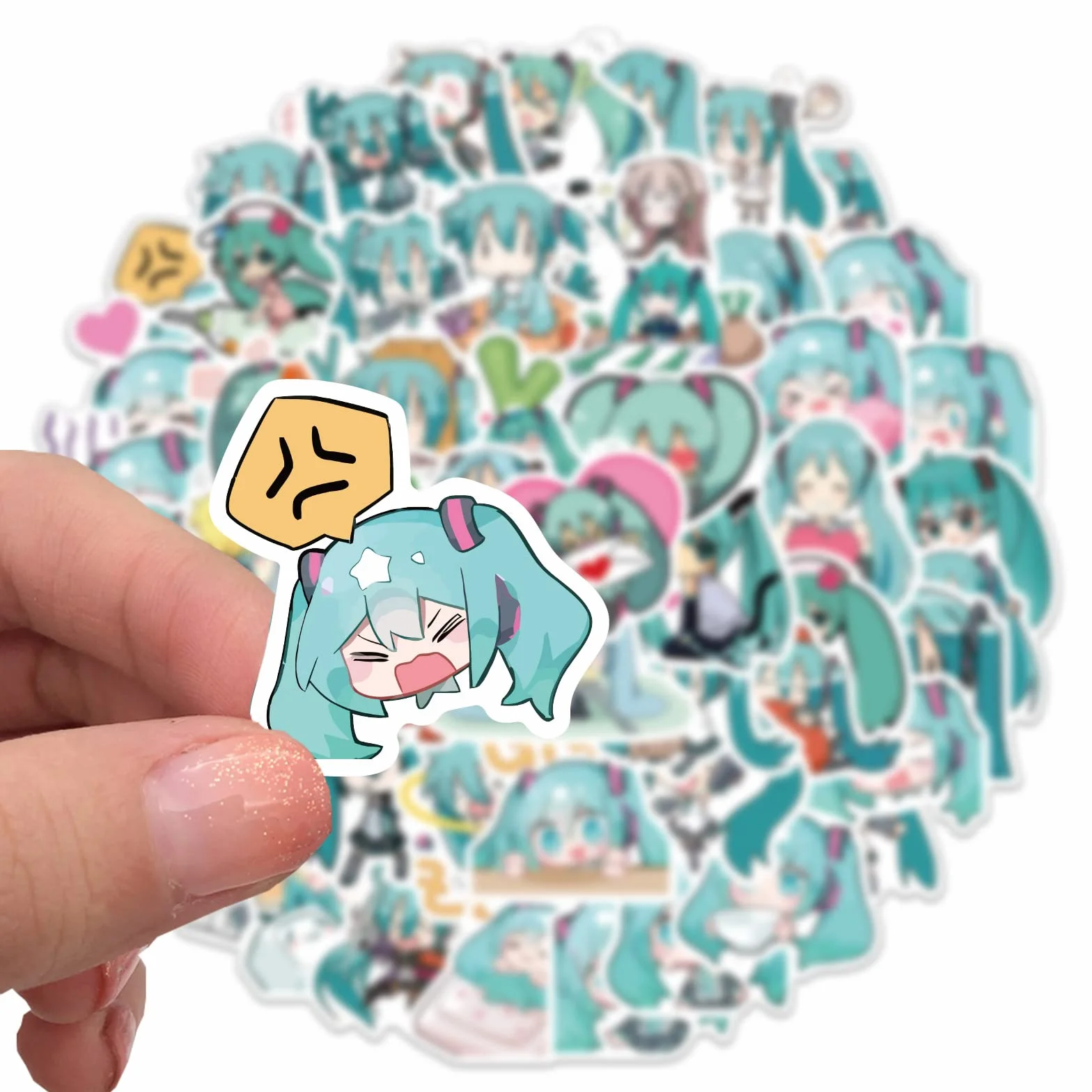 65 Stück Hatsune Miku Aufkleber Niedliche Vinyl Sticker für Wasserflaschen, Tumbler, Gepäck, Skateboard, Stoßstange, Sammelalbum, Becher, Aufkleber, Geschenk für Kinder, Teenager, Erwachsene