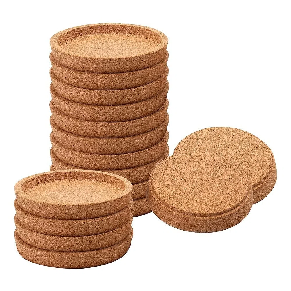 16 Pack Kork Untersetzer Absorbierende HitzebestäNdige Runde Kork Untersetzer für die Meisten Tassen in Dem BüRo oder zu Hause (16PCS)