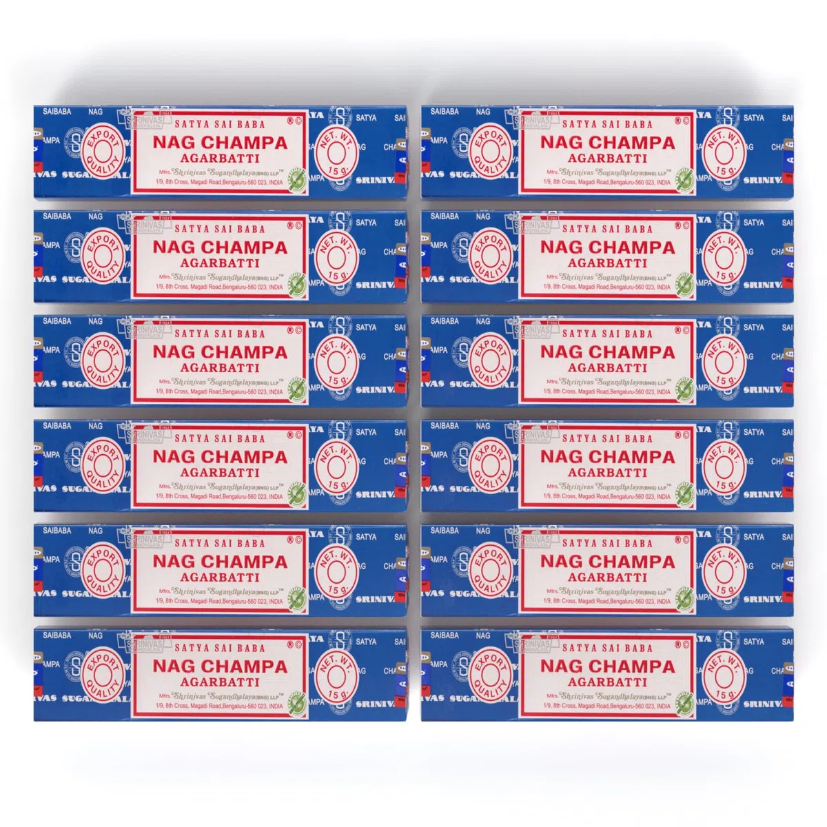Satya Nag Champa Räucherstäbchen Räucherwerk Agarbatti Incense Sticks Handgerollt in Indien (12 Packungen je 15 Gramm)
