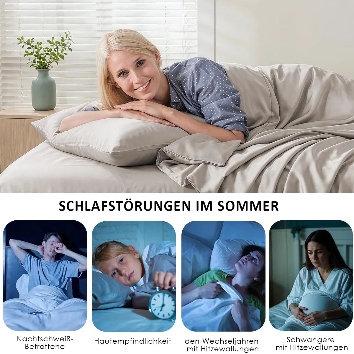 Soifox Kühlender Kissenbezug 2er Set - 40x60 Kopfkissenbezug mit Q-Max>0.45 Arc-Chill, Atmungsaktiv und Weiche Kissenbezüge mit Reißverschluss, Cooling Pillowcases Schont Haut und Haar, Beige