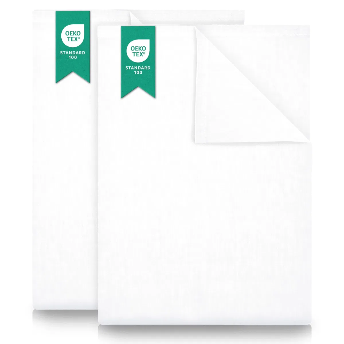Green Mark Klassische Bettlaken – 2er Set Flache Laken aus 100 % Baumwolle, ohne Gummi, hautfreundlich, pflegeleicht, bei hohen Temperaturen waschbar - Weiß - 150 x 250 cm