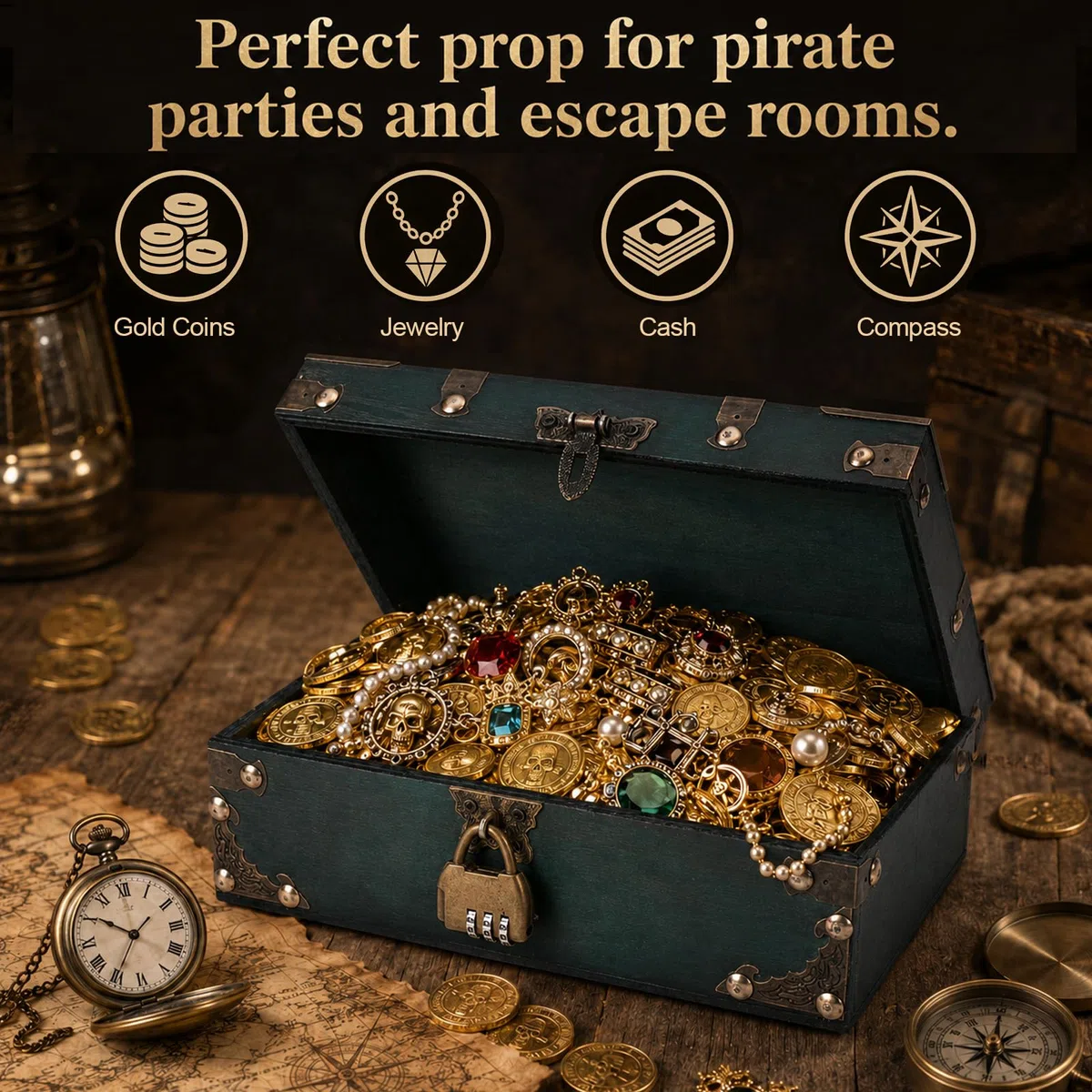 24x17x10cm Vintage Schatztruhe Box Holz Schatzkiste mit Schloss Schatzbox für Kinder Piratentruhe Kindergeburtstag Piratenkiste Piraten Holztruhe Holzkiste für Schatzsuche Schmuckkästchen Holzkästchen