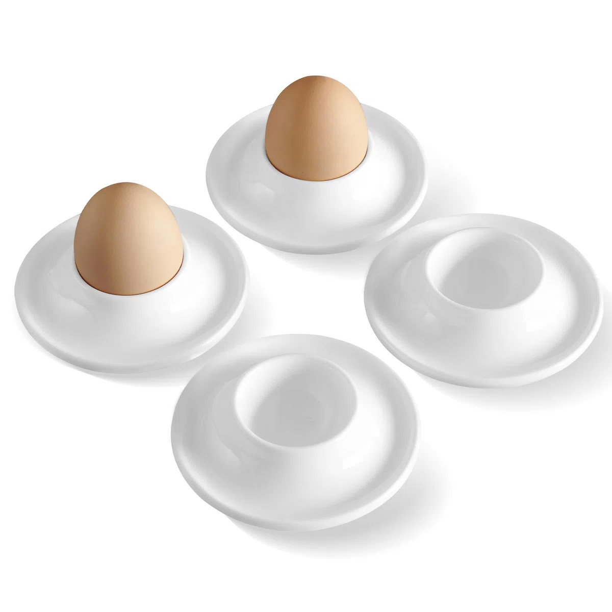 Cinf 4er Set Porzellan Eierbecher Ostergeschenke Eierstnder für Jeden Frühstückstisch Hart und Weichgekochten Eiern (Eierhalter Weiß) Easter Gift