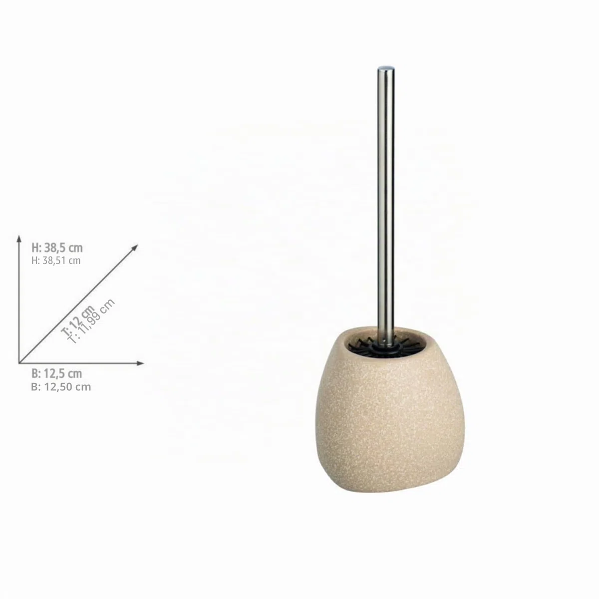 WENKO Keramik WC-Garnitur Mod. Pion hygienische Silikonbürste selbstreinigend in dreieckiger Form für Bad und Gäste-WC Maße 12,5 x 38,5 x 12 cm Farbe beige