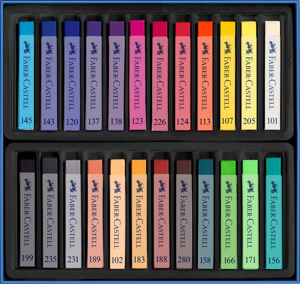 Faber-Castell - Softpastellkreiden Set 24-teilig im Etui | Weiche Pastellkreiden, leicht verwisch- und mischbar für kreative Farbverläufe