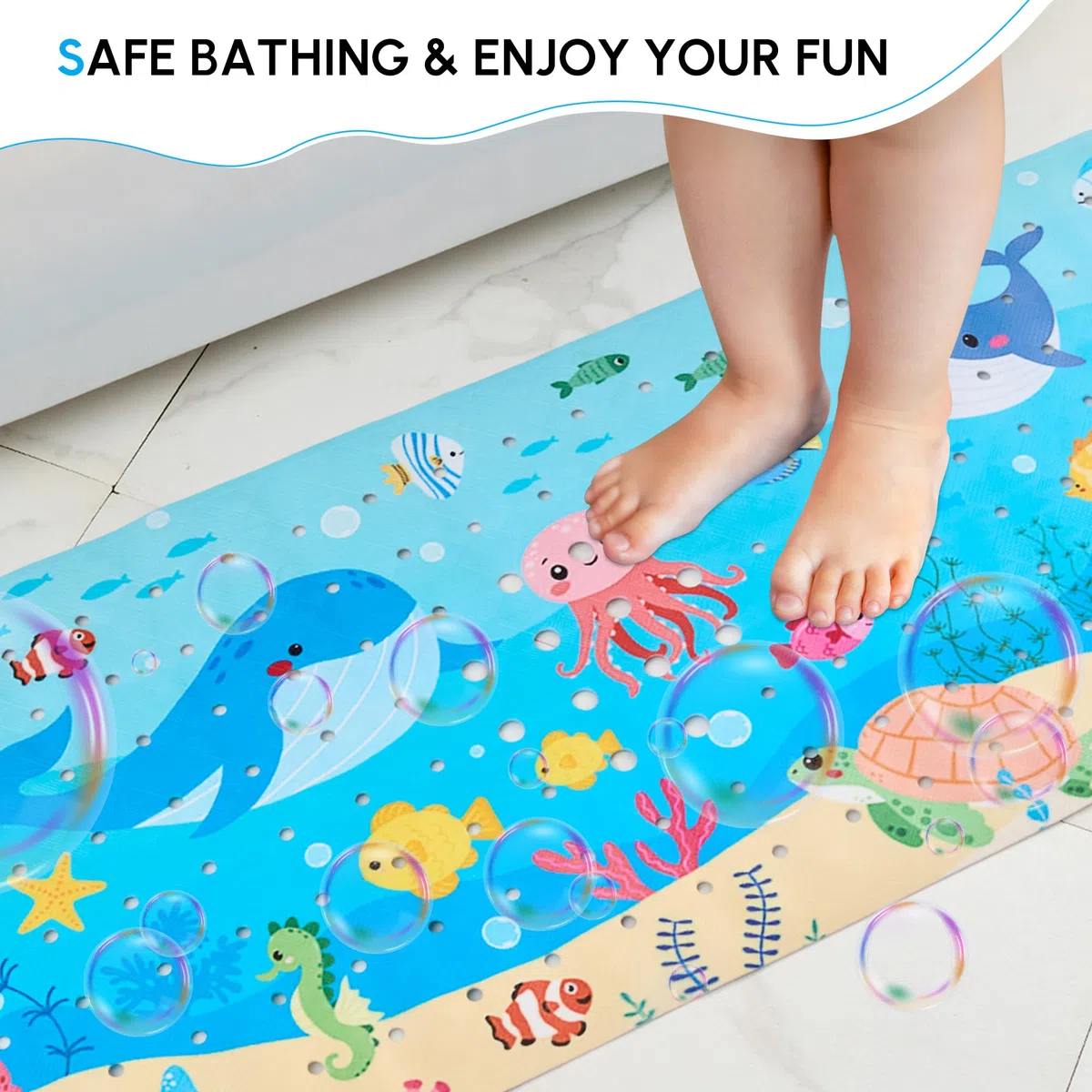 WELTRXE Badewannenmatten Rutschfest Kinder 100x40cm, BPA-frei PVC-Duschmatte mit Saugnäpfen, Antirutschmatte Badewanne, Maschinenwaschbar